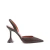 Amina Muaddi 95mm Holli Pointed Slingback Pumps In Brown