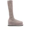 Amina Muaddi Veneda 15 Knee-high Sock Boots In Brown