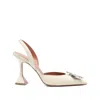 Amina Muaddi Begum Leather Slingback Pumps In Neutral