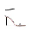 Amina Muaddi Rih 95mm Crystal-embellished Sandals In Silver