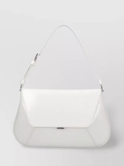 Amina Muaddi Shoulder Bag With Adjustable Strap And Metal Hardware In White