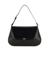 Amina Muaddi Leather Handbag With Curved Base And Reptile Motif Embossing In Black