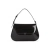Amina Muaddi Mini Rectangular Satin Shoulder Bag In Black