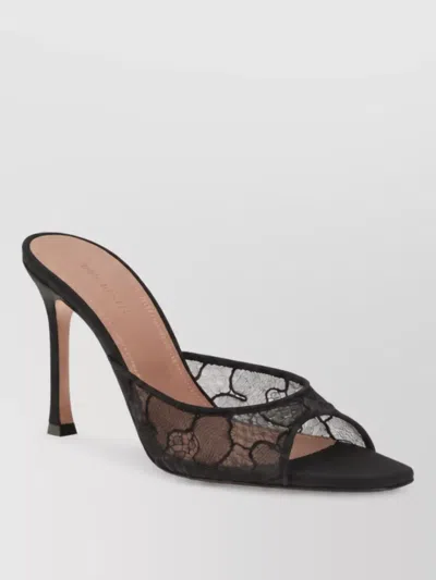 Amina Muaddi Alexa Lace Stiletto Mule Sandals In Black