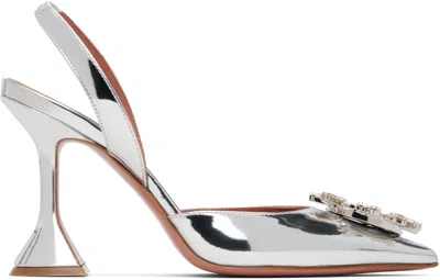 AMINA MUADDI SILVER BEGUM SLING HEELS