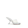 Amina Muaddi Silver Calf Leather Bos Taurus Stiletto Heel Women's Sandals In Animal Print