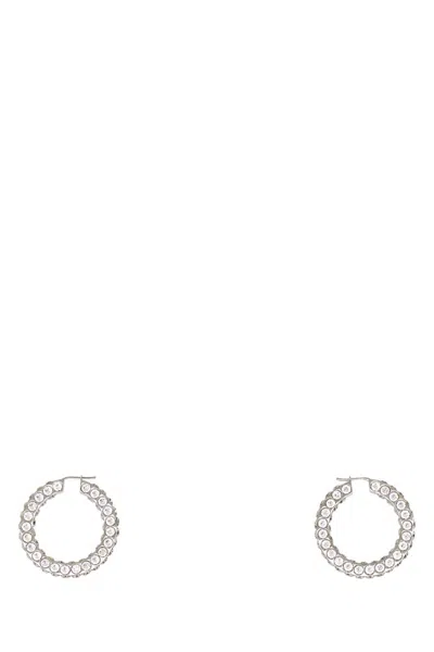 AMINA MUADDI SILVER EMBELLISHED JAHEEL EARRINGS