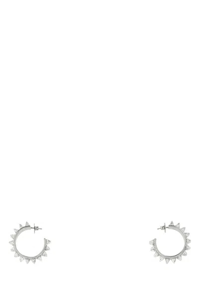 Amina Muaddi Embellished Metal Big Karma Earrings In Silver