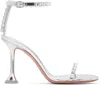 Amina Muaddi Sandals In Mirror Silver + Whit