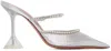 Amina Muaddi Silver Gilda Glass Mules In Silver Glitter