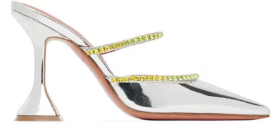 Amina Muaddi Silver Gilda Mules