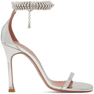 AMINA MUADDI SILVER IMAN SANDAL HEELED SANDALS