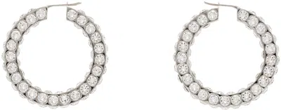 Amina Muaddi Silver Jah Big Hoop Earrings In White