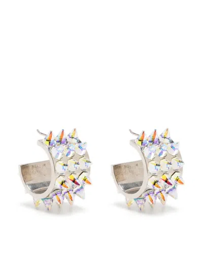 AMINA MUADDI SILVER KARMA SMALL HOOP EARRINGS