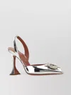 Amina Muaddi Rosie Sling 95 Dark Grey Mirror Patent Pumps