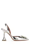Amina Muaddi Silver Leather Begum Pumps