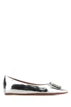Amina Muaddi Silver Leather Camelia Ballerinas In Metallic