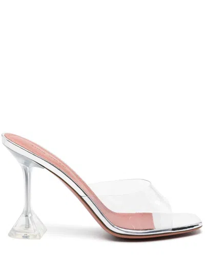 Amina Muaddi Silver Lupita 95 Mules In Neutrals