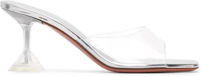 Amina Muaddi Silver Lupita Glass Slipper 70 Heeled Sandals In Multi