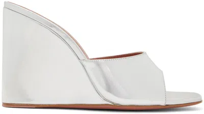 Amina Muaddi Off-white Lupita Glass Wedge Heeled Sandals In Almond