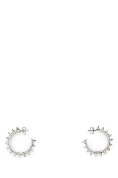 AMINA MUADDI SILVER METAL STUD EARRINGS