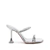 Amina Muaddi Metallic Leather Slippers With Crystal Embellishments