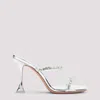 Amina Muaddi Metallic Leather Slippers With Crystal Embellishments In Silver
