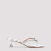Amina Muaddi Leather Sandals With Crystal-embellished Straps
