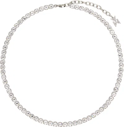 Amina Muaddi Silver Tennis Necklace In Metallic