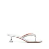 Amina Muaddi Leather Sandals With Crystal-embellished Straps In Silver