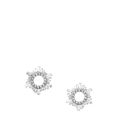 Amina Muaddi Silver-tone  And Crystal Earrings In Purple