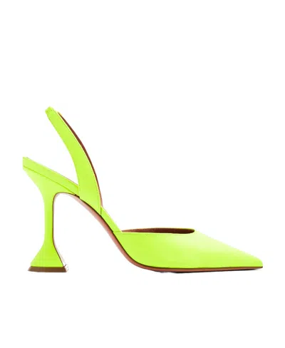 Amina Muaddi 95mm Holli Leather Pumps In Yellow
