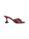 Amina Muaddi Sleek Pumps With Bold Red Heel And Contemporary Design In Burgundy