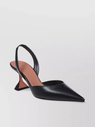 Amina Muaddi Sling 70 With Pointed Toe And Unique Heel Design In Blue