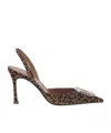 Amina Muaddi Leopard Print Slingback Heels In Animal Print