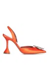 Amina Muaddi Begum Crystal-embellished Satin Slingback Courts In Naranja
