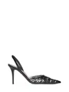 Amina Muaddi 90mm Lori Patent Leather Slingbacks In Gray
