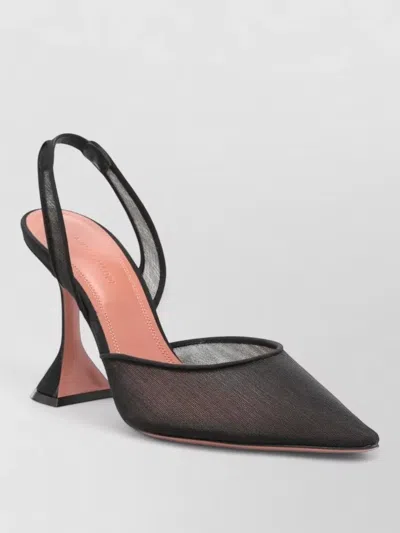 Amina Muaddi Slingback Pumps Mesh Pointed Toe Heel In Black