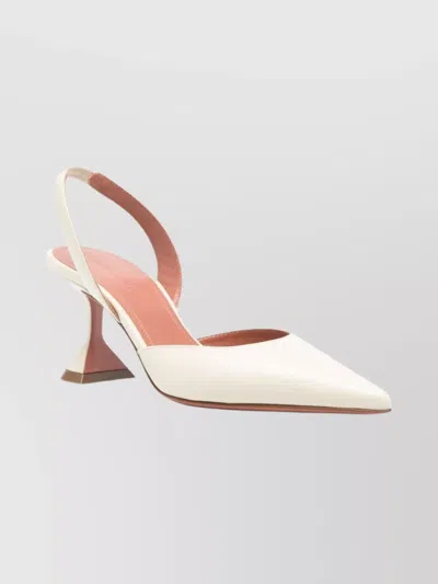 Amina Muaddi Slingback Pumps With Unique Heel Design In White