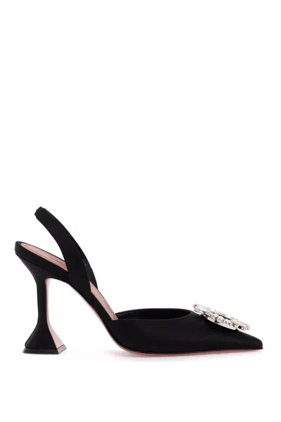 Amina Muaddi Slingback Satin Begum In Black