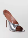 Amina Muaddi Silver Leather Anok 105 Mules