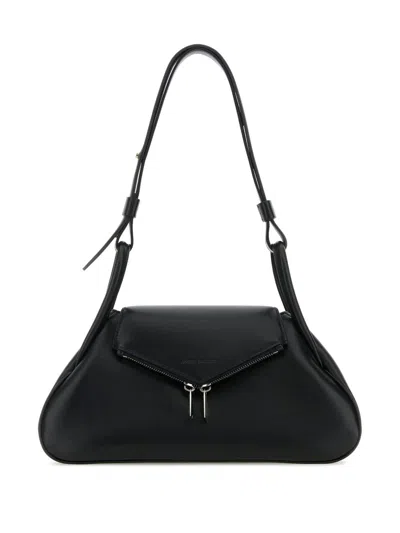 Amina Muaddi Small Gemini Shoulder Bag In Black