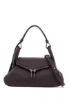 Amina Muaddi Gemini Small Zip Leather Shoulder Bag In Brown