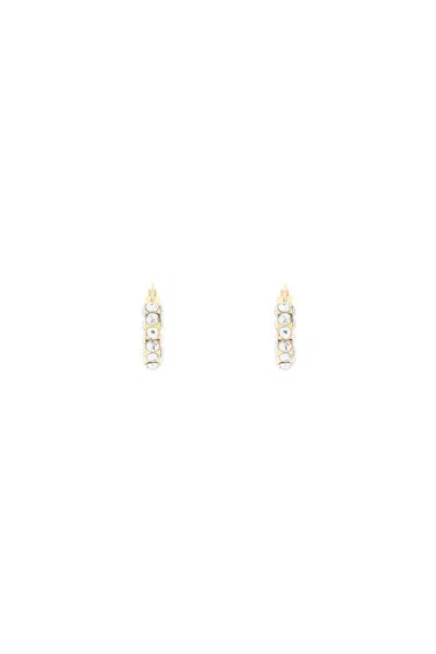 Amina Muaddi Small Jahleel Hoop Earrings With Crystals In Argento