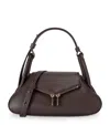 Amina Muaddi Gemini Small Zip Leather Shoulder Bag In Brown