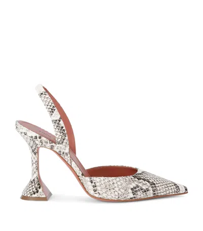 Amina Muaddi Snake Print Holli Slingback Pumps 95 In Sand