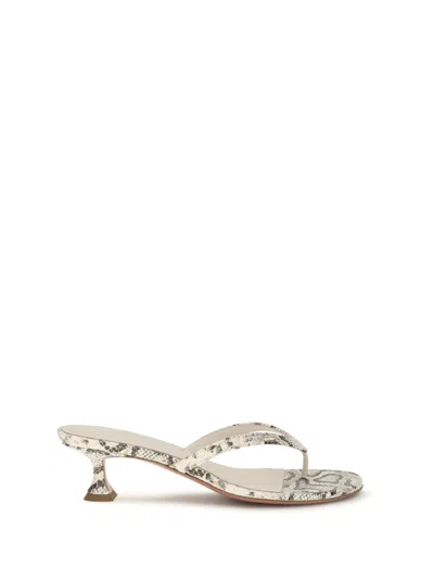 Amina Muaddi Snake-print Calf Leather Mule Heel In Gray
