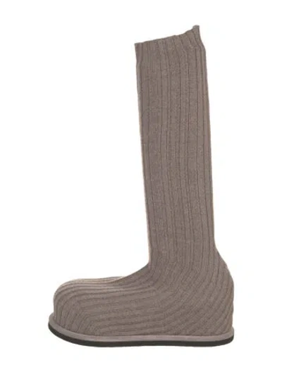 Pre-owned Amina Muaddi Sock Boots In Gray
