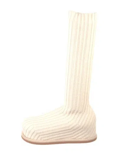 Pre-owned Amina Muaddi Sock Boots In Neutrals