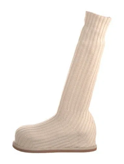 Pre-owned Amina Muaddi Sock Boots In Neutrals